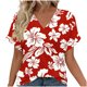 thumbnail image 2 of Xuyuer Women's Elegant V-Neck Floral Print Hem Loose Short Sleeve Out Blouse Top, 2 of 7