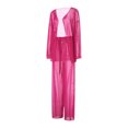 thumbnail image 4 of VISgogo, 2 uds., ropa de playa de tul para mujer, cárdigan de manga larga transparente de Color sólido + conjunto de pareo de pantalones largos para mujer, S/M/L VISgogo  moda, 4 of 9