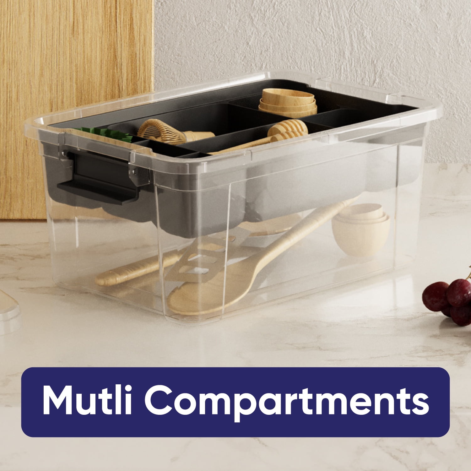 Superio Storage Container Organizing Bin with Removable Tray Plastic Tools, Sewing, Crafts Box, 6.5 Qt, 2 Pack