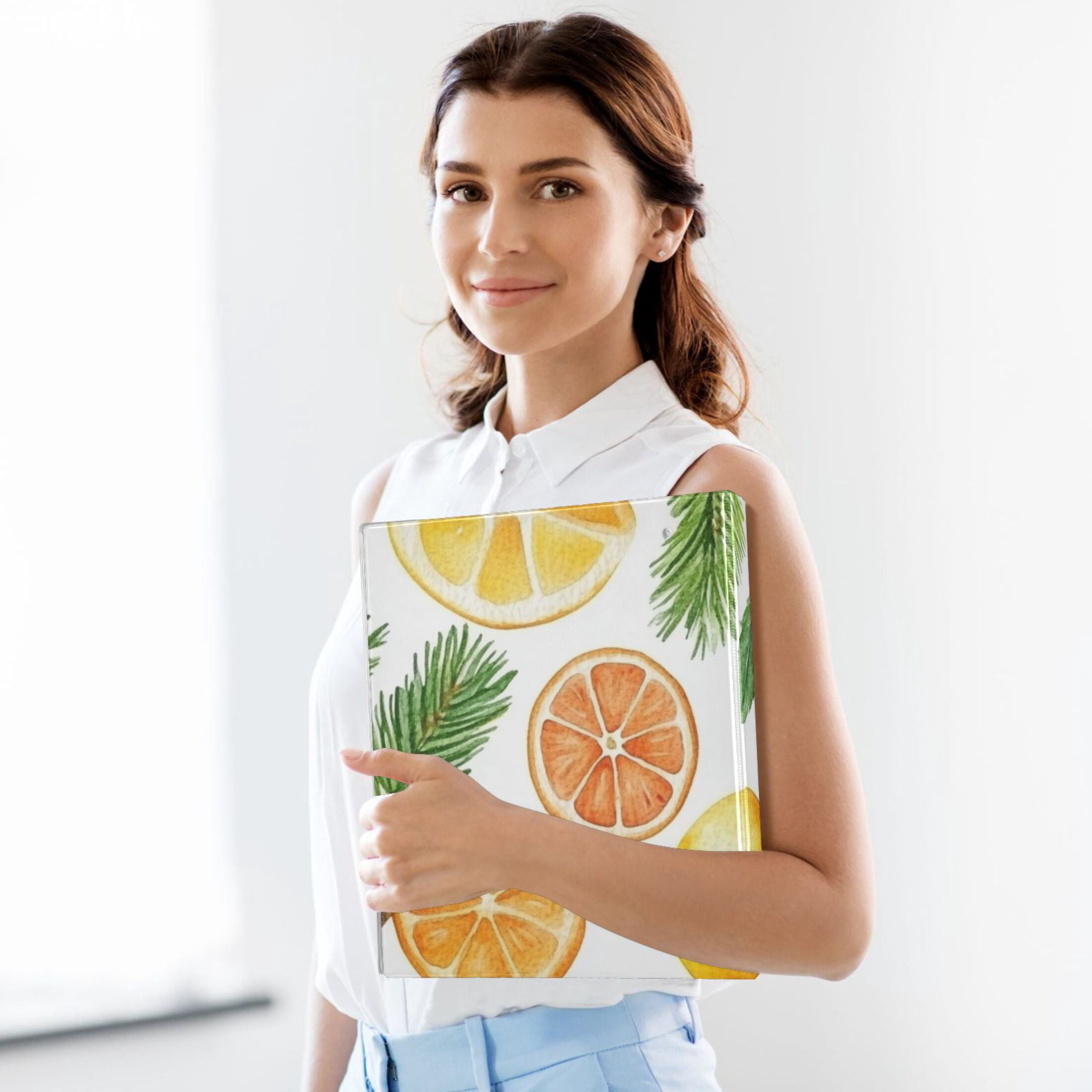 Lemon Orange Slices 3 Ring Binders 1.5 inch Hardcover File Folders with Interior Pockets A4 Size Organizer for School Office Hospital