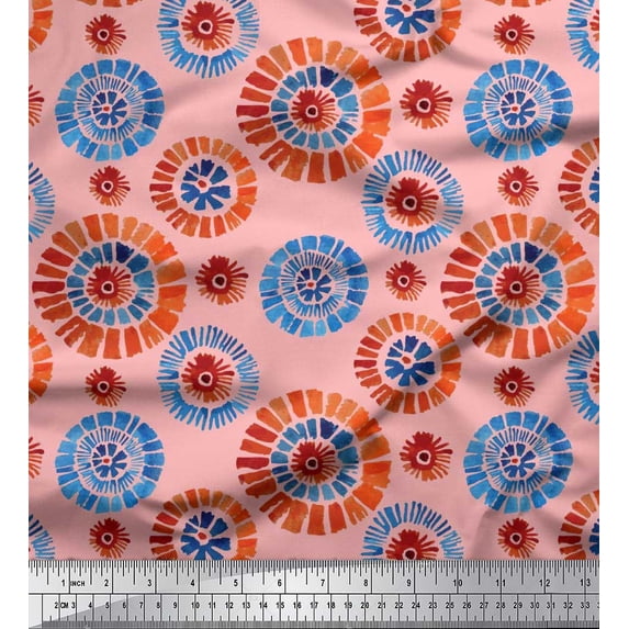 Soimoi Poly Georgette Fabric Brush Stroke Abstract Print Fabric by the Yard 42 Inch Wide