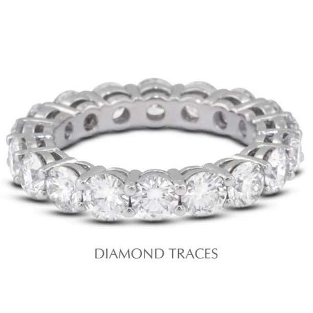 Diamond Traces UD-EWB446-7154 Or Blanc 18 Carats Serti à 4 Broches 1,36 Carat Total Diamant Naturel Panier Bague d'Éternité