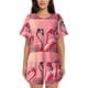 thumbnail image 1 of Fotbe Cool Flamingos Sunglasses Scene Conjunto de Pijama Estampado para Mujer, 2 Piezas, Ropa de Dormir con Camiseta de Manga Corta y Shorts Suaves-4X-Large, 1 of 6