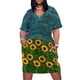 thumbnail image 1 of Rumi-vestido holgado con bolsillos para mujer traje de verano con estampado de girasoles estilo vendaje, 1 of 6
