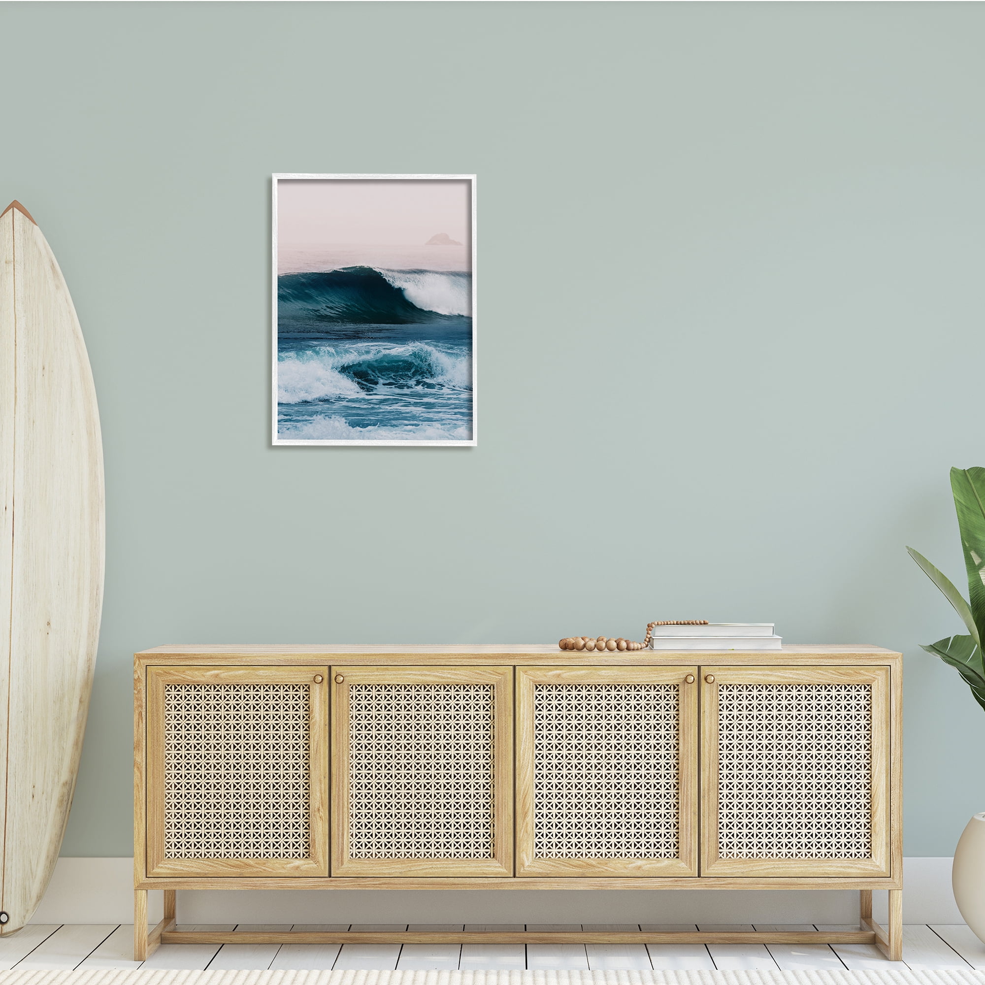 Stupell Indtries Crashing Surf Waves Ocean Beach Scene Distant Cliffs,24 x 30,Design by Ian Winstanley