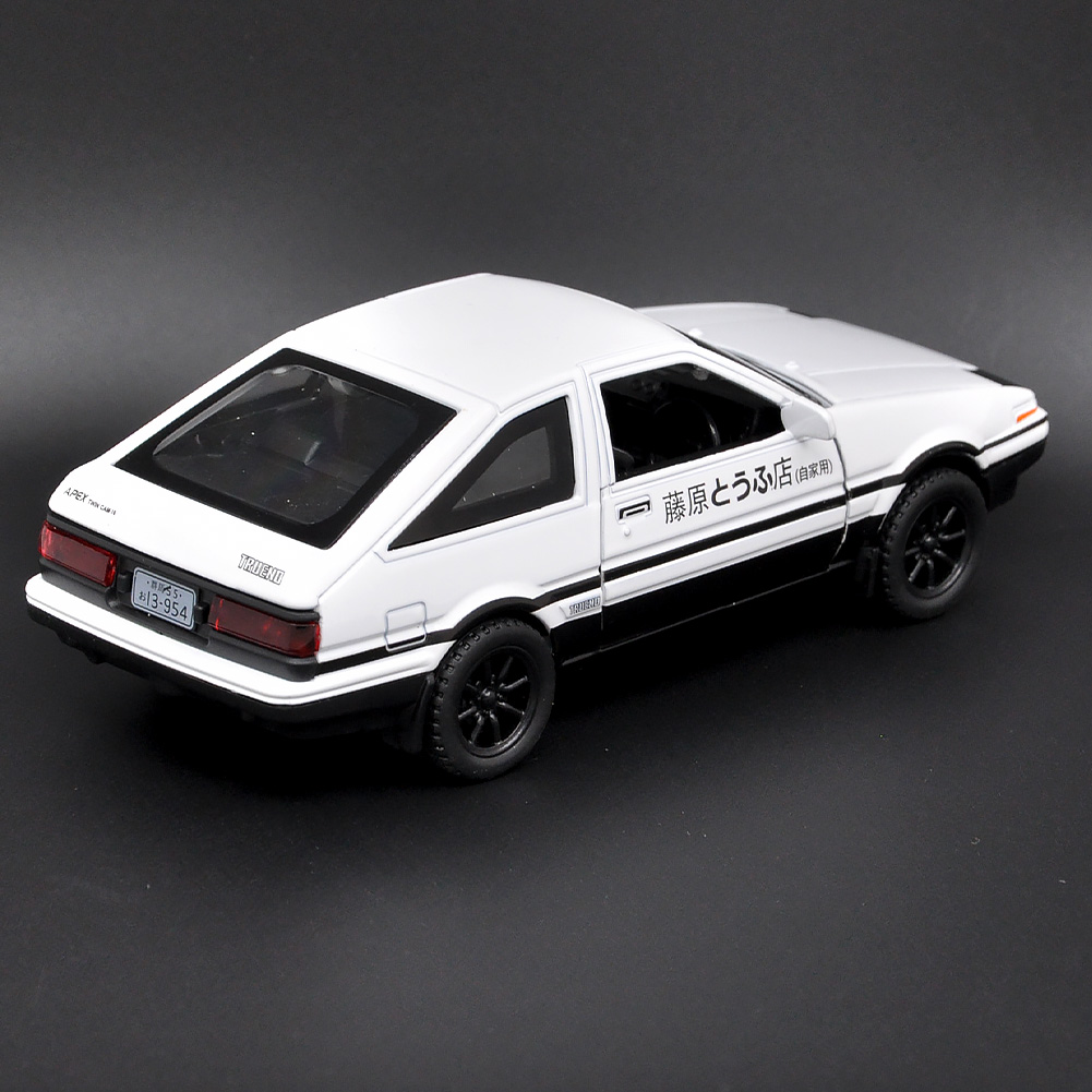 The 1:32 scale is suitable for Toyota AE86 alloy die-cast car models, equipped with openable doors, lights, sound and spring-back function. Boys' toy cars, children's birthday gift toy cars.