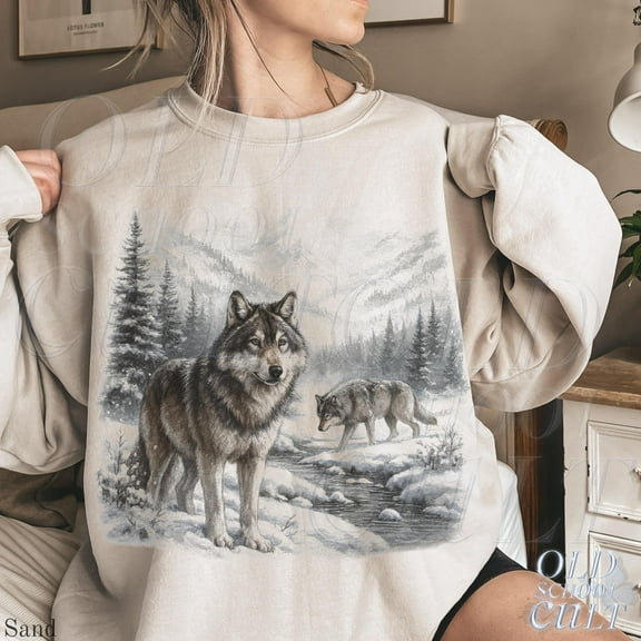 Vintage Wolf Sweatshirt | Winter Forest Wildlife Pullover