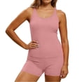 thumbnail image 2 of QUNYINEY Tummy Control Womens Bathing Suits Tankinis Pink Athletic 2 Piece Modest Swimwear Crew Neck Boyshorts Beach Swimsuit Sets, 2 of 9