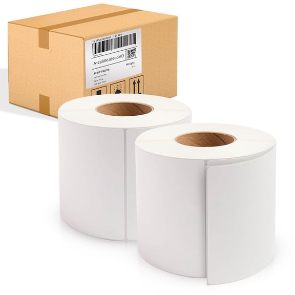 Thermal Transfer Labels, Perforated Self-Adhesive White, 2680 count, 6 x 9 in, 3 in Core