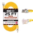 thumbnail image 1 of Iron Forge Cable Rallonge Extérieure 25 Pi - Rallonge Robuste 10 Jauge, 15 Ampères, Câble d'Alimentation Jaune 10/3 SJTW Résistant aux Intempéries, 1 of 7