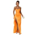 thumbnail image 1 of Vestido de noche GDJDIFK Sirena satinado naranja brillante para mujer, 1 of 7