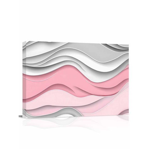Pink Gray Ombre Wall Art for Living Room,Canvas Picture Wall Decor for Bathroom Bedroom,Modern Abstract Moire Art Geometric Painting Artwork for Office Kitchen Hallway Dining Room Home Decor 24"x32"
