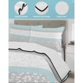 thumbnail image 4 of Quilts Twin Size, Aqua Grey Soft Comforter Bedding Set for Bed, Chic Garden Floral Stripe Embroidery Design Lightweight Quilted Bedspread with Pillow Cover(2 Pieces) for All Season, 68x86 Inch, 4 of 6