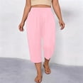 thumbnail image 7 of Maean Womens Plus Size Pants Elastic High Waist Wide Leg Baggy Solid Color Lounge Capri Pant L-5XL, 7 of 7