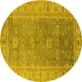 thumbnail image 1 of Ahgly Company Indoor Round Oriental Yellow Traditional Area Rugs, 8' Round, 1 of 4