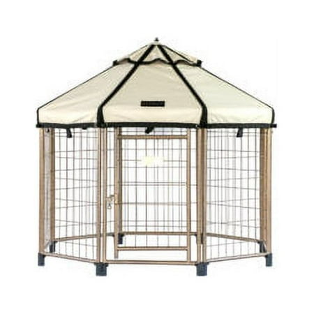 UPC: 0877370001490 | Pet Gazebo Indoor Outdoor Dog Kennel Play Pen with Waterproof Market-Top Cover Beach Sand 4-ft
