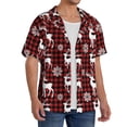 thumbnail image 2 of Balery Plaid Reindeer Snowflakes Camisa Casual de Manga Corta con Botones para Hombre, Texturizada, Estilo Cubano, para Playa, Verano-Medium, 2 of 5