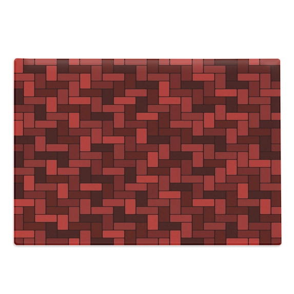 Brick Cutting Board, Monochrome Style Repeating Rectangular Diagonal Zigzags, Decorative Tempered Glass Cutting and Serving Board, in 3 Sizes, by Ambesonne