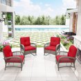 thumbnail image 2 of MeetLeisure 4-Piece Outdoor Wicker Chairs, Including 2 Armchairs and 2 Rocking Chairs, Red, 2 of 9
