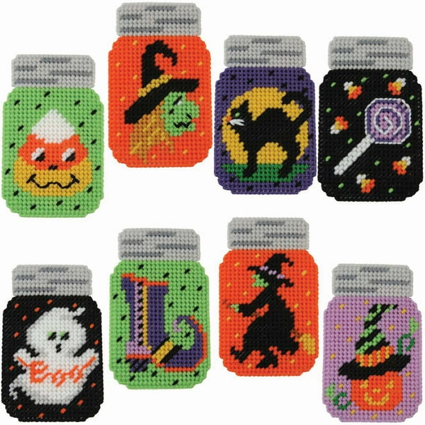 Herrschners® Happy Halloween Mason Jars Plastic Canvas Kit Walmart