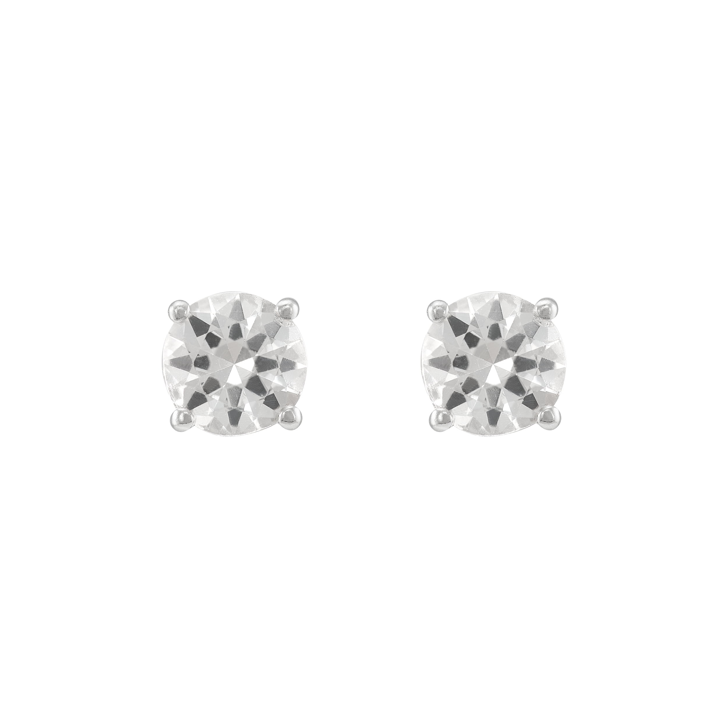 Brilliance Fine Jewelry White Topaz and White Cubic Zircoina Pendant Necklace and Studs Set in Sterling Silver