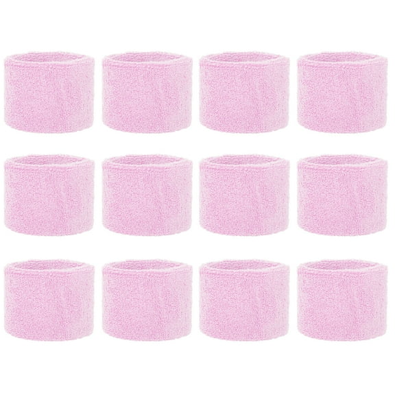 GOGO 12 Pieces Wrist Sweatbands for Children, 3" x 2-1/8" Sports Wristband - Pink