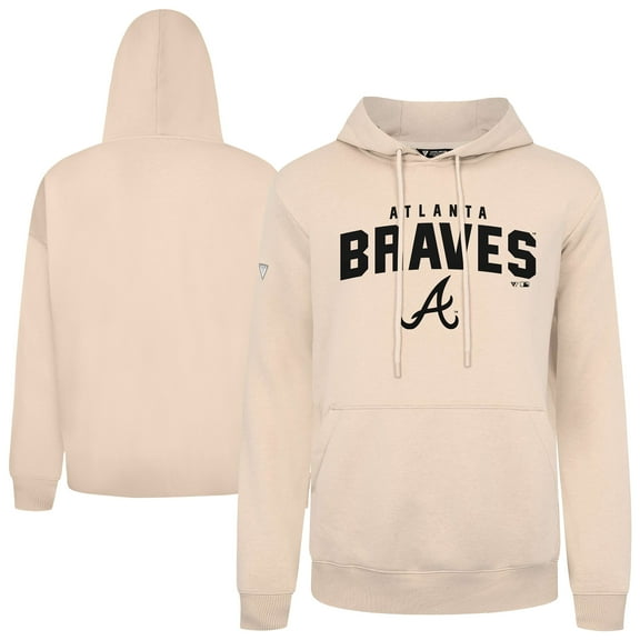 Men's Levelwear Khaki Atlanta Braves Podium Team Arch Pullover Hoodie