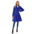 thumbnail image 2 of Abrigo GRACE KARIN para mujer, estilo swing con doble botonadura, color azul real, talla S, 2 of 6