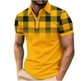 thumbnail image 2 of Sakmal Polo Shirts Men Short Sleeve Button Down Casual Tshirts Plaid Yellow Mens Shirts XL, 2 of 5