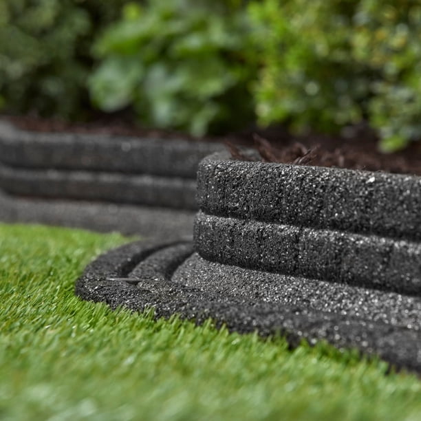 GroundSmart Brickface Landscape Edging, 4' Gray Rubber Garden