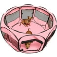 thumbnail image 2 of Paws & Pals Dog Playpen Soft-Sided Mesh Portable Foldable Octagon - Pink, 2 of 4
