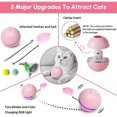 thumbnail image 2 of Juguetes automáticos inteligentes para gatos, pelota interactiva con hierba gatera, recargable por USB, campanas de plumas LED de colores, juguetes para gatos y gatitos, color rosa, 2 of 5