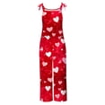 thumbnail image 5 of lcziwo Wide Leg Jumpsuits for Women Fashion Heart Print One Piece Overalls Summer Casual Cotton Linen Sleeveless Adjustable Strap Pants Valentines Day Outfits Multicolor XXL, 5 of 5