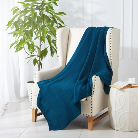 Graphic Knit Blanket - Mainstays Cable Knit Throw Blanket, Teal