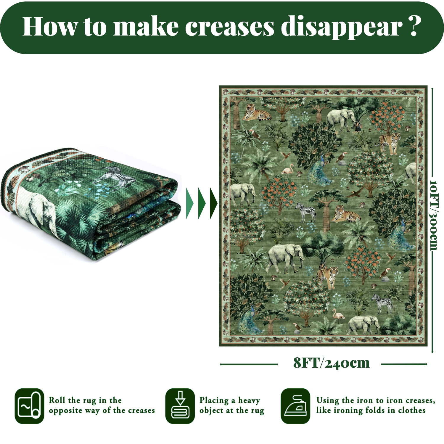 Outdoor Rugs 8x10, Yamaziot Tropical Patio Rug Area Rugs for Living Room Faux Jute Rug, Jungle Animal Print Bedroom Accent Carpet Indoor Outdoor Rugs