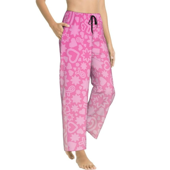 Picia Breast Cancer Pink Ribbons Awareness Womens Soft Woven Cotton Elastic Waistband Sleep Pajama Pant Lounge Sleep Pant With Pockets And Drawstring-Small