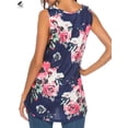 thumbnail image 5 of PULLIMORE Womens Summer Loose Sleeveless Vest Casual Floral Tank Tops Crew Neck Plus Size Tee Shirts Blouse (L, Dark Blue), 5 of 8