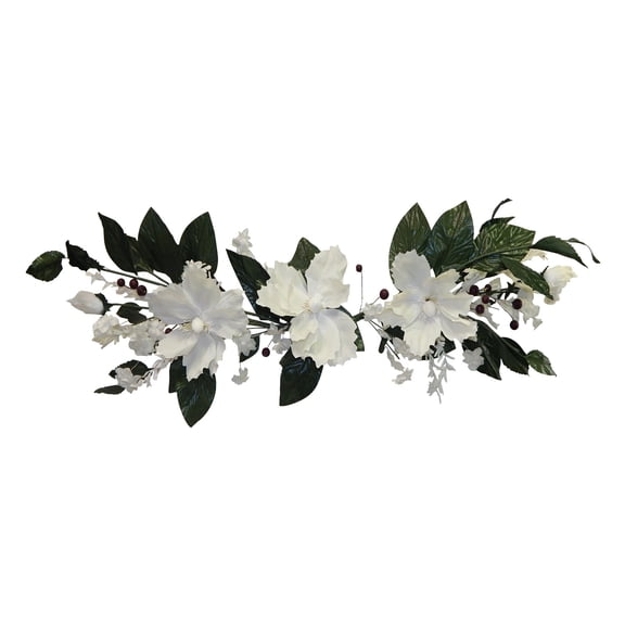 Off-White Peony Delphinium with Snowy Filler 43in Artificial Polysilk Fake Flower Swag for Craft Home Garden Outdoor Bouquet Arrangement Ceremony Wedding Arch Floral Wall Aisle Decor (Cream, Set of 2)