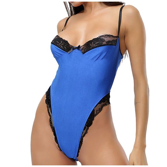 WTXUE sous-Vêtements / Combinaison Justaucorps en Dentelle s-TG Pyjama Femme / 1 Pce Bleu m