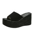 thumbnail image 2 of BONIXOOM Black Sandals Women Clearance Fall Slip-On Platform Casual Fashion Womens Shoes Black Size 6, 2 of 6