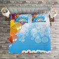 thumbnail image 3 of Ambesonne Colorful Quilted Bedspread Set 3 Pcs, Vibrant Balloons Sky, Queen Size, Multicolor, 3 of 3