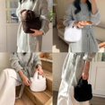 thumbnail image 2 of Women Cozy Faux Furs Fleece Small Bucket Handbag for Everyday Outfits Winter Fuzzy Plush Shoulder Crossbody Bag Purse Coffee, 2 of 4
