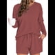 thumbnail image 1 of Conjunto de Pijama para Mujer, de Punto Gofre, Informal, de Dos Piezas, con Bolsillos Rojo Marrón M, 1 of 9