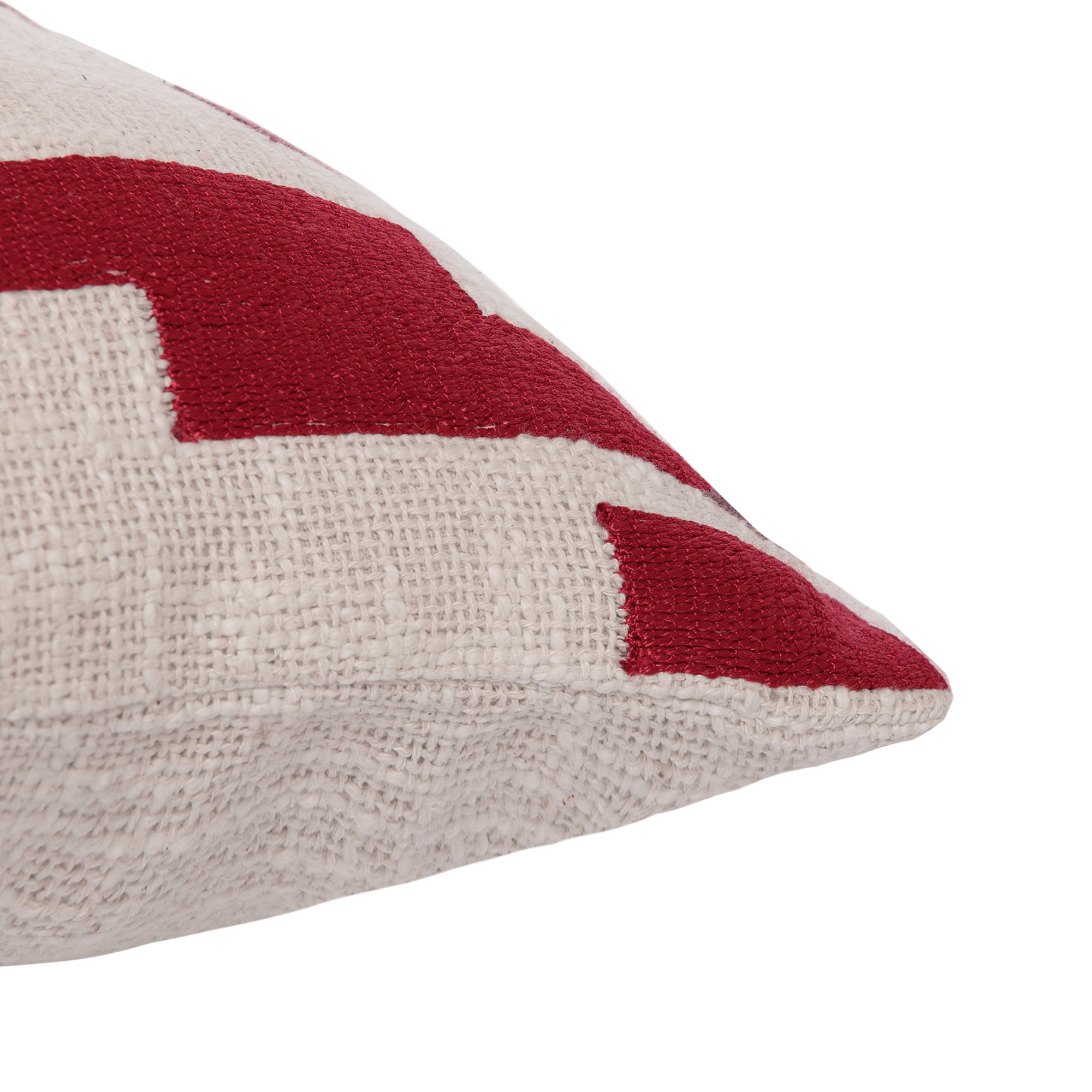 Ox Bay and Stacy Garcia 20" x 20" Red/Ivory Geometric Embroidered Cotton Blend Adult Decorative Feather Filled Pillow