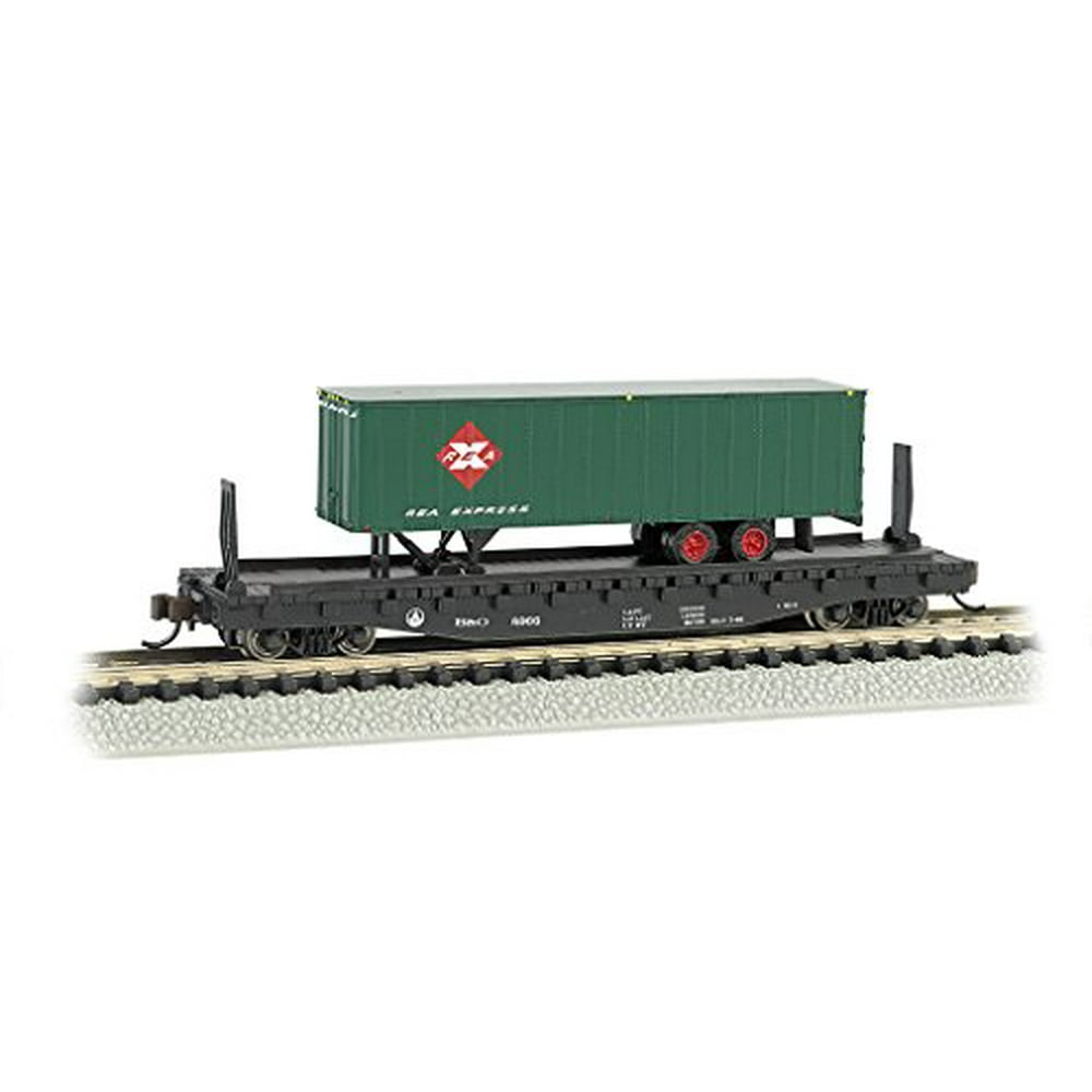 Bachmann 16752 N Scale 52'6" Flat Car with 35' Ribbed Piggyback Trailer