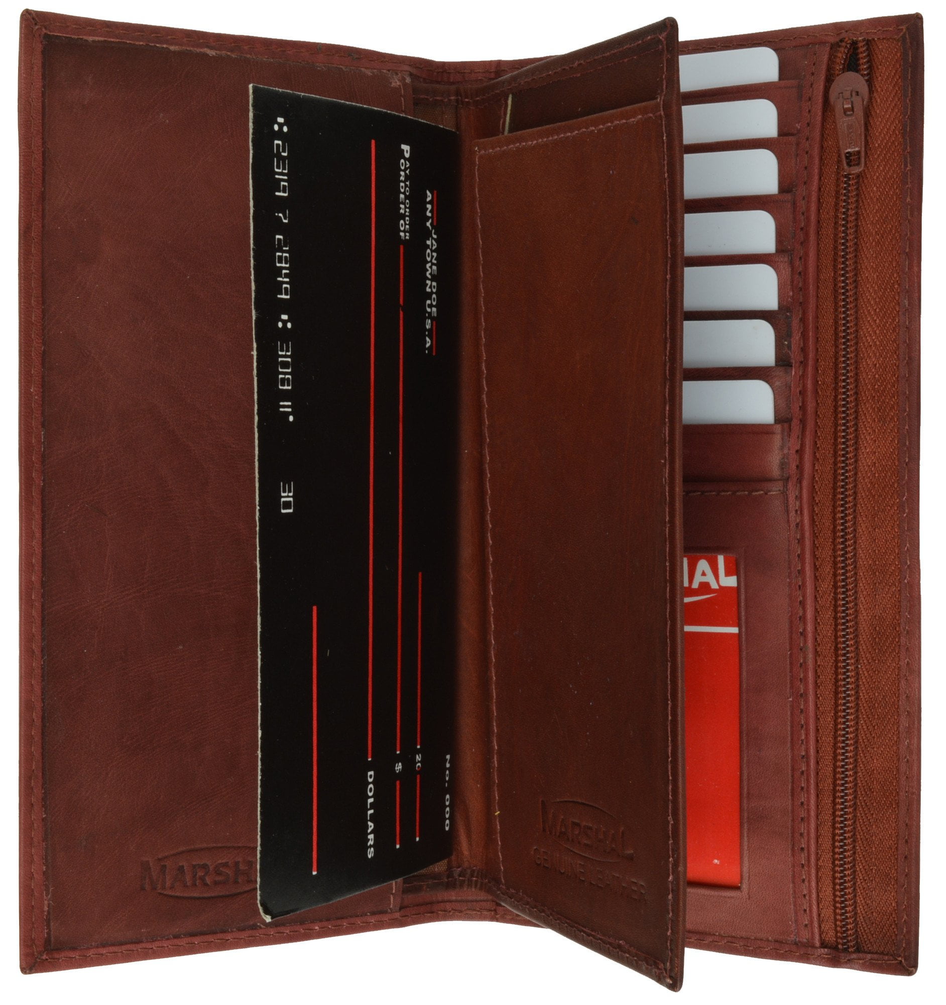 Mens Wallet - Genuine Leather Checkbook Cover Wallet Organizer with Credit Card Holder 253 CF ...