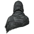 thumbnail image 4 of Medieval Distressed Hooded Shawl, Distressed Medieval Hooded Shawl Accessory Kit,Crinkled Renaissance Cosplay Head Wrap With Viking Pin Leather Belt for Halloween Larp Warrior Costume, Black One Size, 4 of 4
