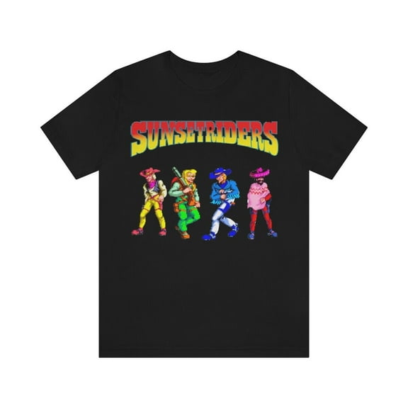 Sunset Riders Characters W/Logo SNES Arcade Video Game Pixel Art Unisex T Shirt