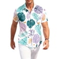thumbnail image 2 of Mens Hawaiian Shirt Short Sleeve Summer Casual Tropical Print Button Down Shirts for Men Fashion Holiday Beach Shirts White 2XL, 2 of 6