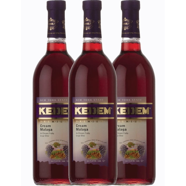 Kit de 3 Vino Tinto Dulce Extra Kosher Kedem Premium Cream Malaga